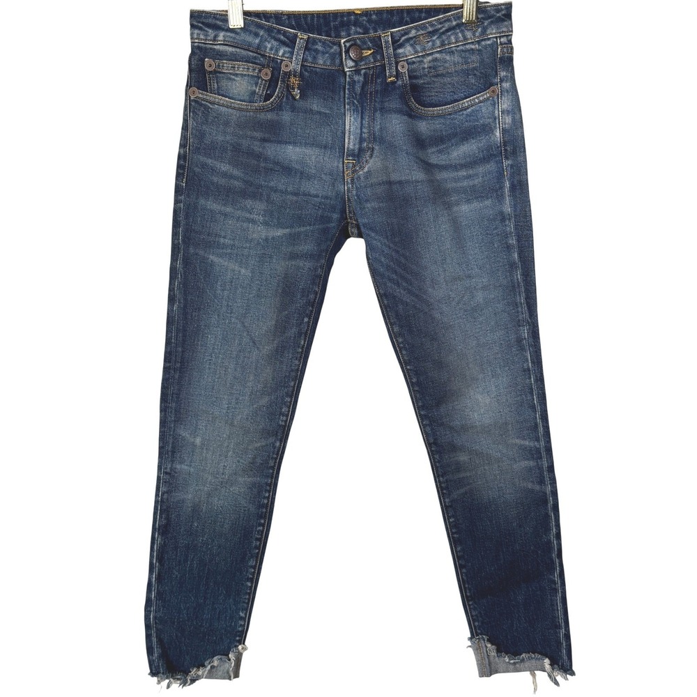 R13 Cropped Size 27 Kate Skinny Jeans Distressed Raw Hem Italy Garson W4121-942